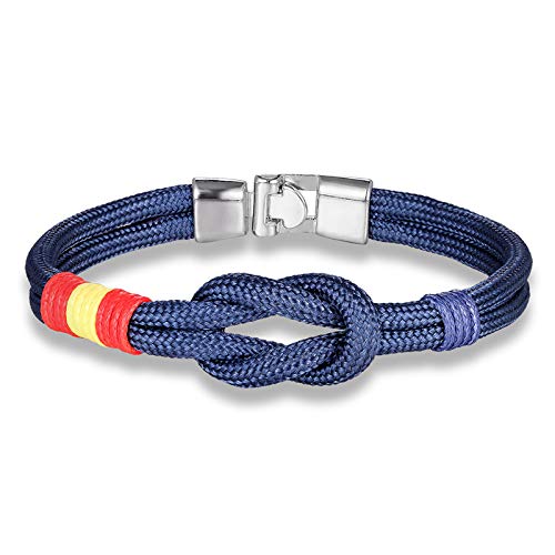 Nuevo País España Bandera Deporte Camping Paracord Hombres Mujeres Infinito Náutico Supervivencia Cuerda Cadena Pulsera Estilo Deportivo