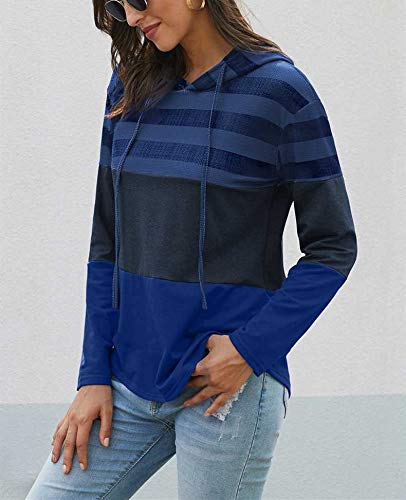 Nuevo suéter de Mujer diseño Suelto Sudadera con Capucha Jersey de Manga Larga Color de Contraste suéter