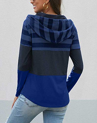 Nuevo suéter de Mujer diseño Suelto Sudadera con Capucha Jersey de Manga Larga Color de Contraste suéter