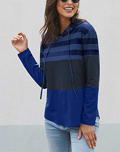 Nuevo suéter de Mujer diseño Suelto Sudadera con Capucha Jersey de Manga Larga Color de Contraste suéter