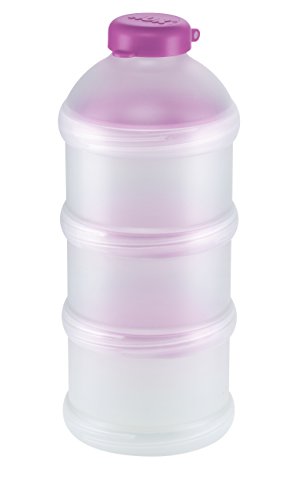 NUK 10256328 - Dosificador de leche en polvo (3 compartimentos, sin BPA), morado y blanco translúcido
