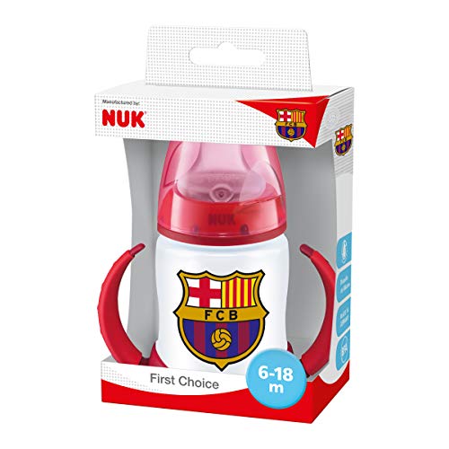 NUK Entrena First Choice Plus, Biberón del Barça de Silicona, Producto Oficial, Biberón Ergonómico 6 a 18 Meses 150 ml