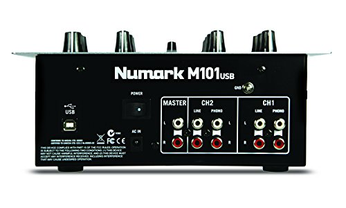 Numark M101USB - Mezclador de DJ Polivalente de 2 Canales, Instalable en Rack, con Ecualización de 2 Bandas, Entrada de Micrófono, Crossfader Reemplazable e Interfaz de Audio Incorporada