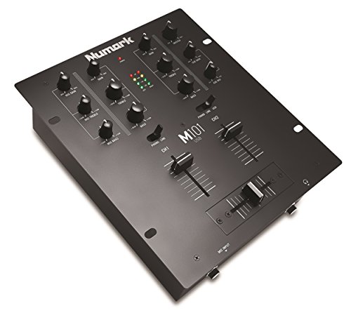 Numark M101USB - Mezclador de DJ Polivalente de 2 Canales, Instalable en Rack, con Ecualización de 2 Bandas, Entrada de Micrófono, Crossfader Reemplazable e Interfaz de Audio Incorporada