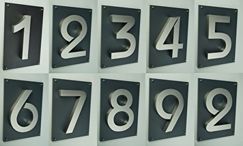 número de casa/placa acero inoxidable ITC Bauhaus, diseño 3d de diseño Incluye tablero acrílico en antracita wählbar nº 1,2,3,4,5,6,7,8,9