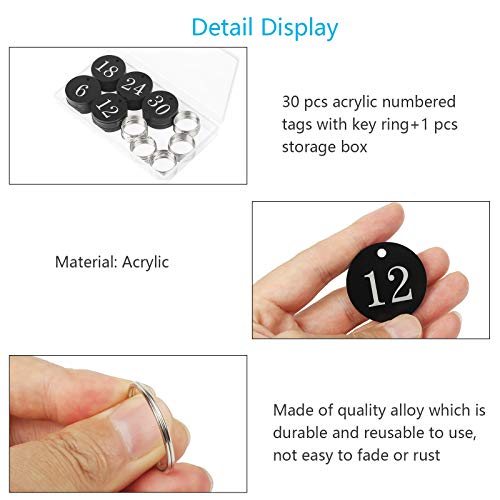 Números de Llavero 30PCS AirSMall Llaveros con Etiqueta con Anillo a Hoteles/Corporativo/Vestuario/Taquilla/Pub/Restaurante/Club/Saunas/Oficinas/Escuelas/Gimnasio/Negro/Circular/Identificacar(1-30) Números de Llavero 30PCS AirSMall Llaveros con Etiqueta con Anillo a Hoteles/Corporativo/Vestuario/Taquilla/Pub/Restaurante/Club/Saunas/Oficinas/Escuelas/Gimnasio/Negro/Circular/Identificacar(1-30)
