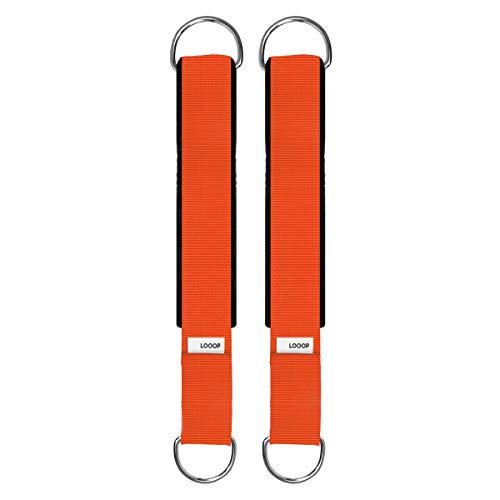 NUNIQ LOOOP - Correas para reformador de pilates, longitud ajustable con doble anilla en D, color naranja, un par (2 unidades)