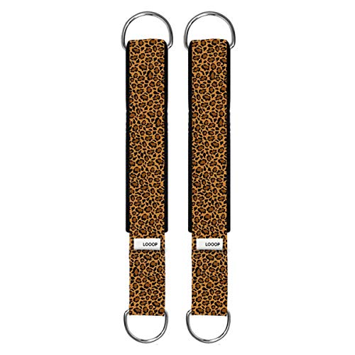 NUNIQ LOOOP Leo Baby - Correas para reformador de pilates, longitud ajustable con doble anilla en D, diseño de leopardo, un par (2 unidades)