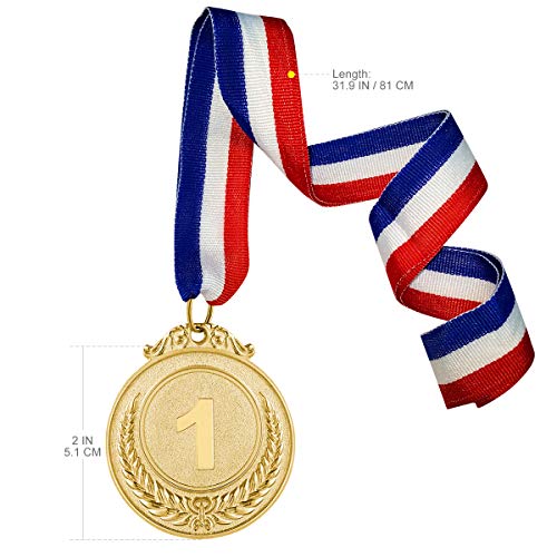 NUOBESTY Ganador de Metal medallas de Oro, Bronce y Plata con Cinta para el Cuello, Estilo olímpico, 1er 2do 3er Lugar, 3 Piezas