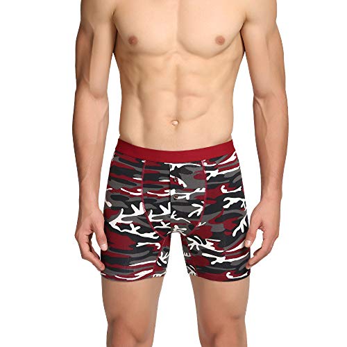 Nuofengkudu 3 Pack Hombre Tallas Grandes Calzoncillos Largos Deporte Boxers Ajustados Abierta Bulge Elastano Algodon Ropa Interior Comodos Underwear Hipster Rojo/Verde/Khaki Tamaño 4XL