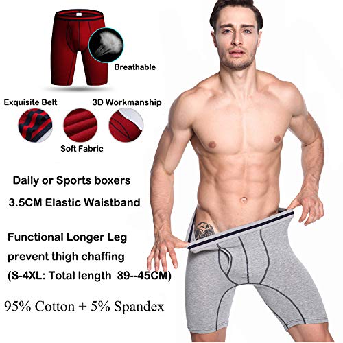 Nuofengkudu Hombre 3 Pack Larga Bóxers Ajustados Bulge Braguitas Calzoncillos Ropa Interior Suave Elástico Compresión Shorts Underwear Mutande Panty Hipster Nero/Grau/BLU Chiaro Tamaño XXL