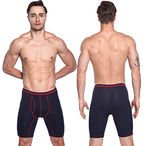 Nuofengkudu Hombre 3 Pack Larga Bóxers Ajustados Bulge Braguitas Calzoncillos Ropa Interior Suave Elástico Compresión Shorts Underwear Mutande Panty Hipster Nero/Grau/BLU Chiaro Tamaño XXL