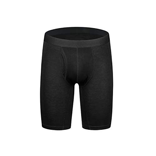 Nuofengkudu Hombre Calzoncillos Largos Deporte Antibacterial Secado Rápido Boxer Ajustados Elástica Ligero Ropa Interior Pack de 4 Underwear (Negro, XL)