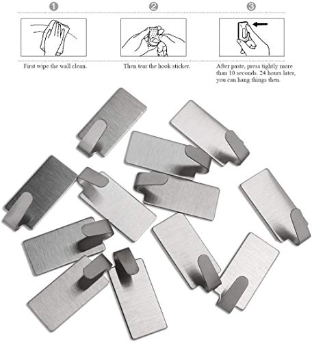 nuolux 12ST autoadhesivo Acero Inoxidable mano gancho toalla de mano Racks pared Ganchos para Cocina Baño nuolux 12ST autoadhesivo Acero Inoxidable mano gancho toalla de mano Racks pared Ganchos para Cocina Baño