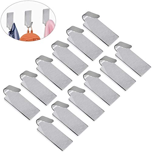 nuolux 12ST autoadhesivo Acero Inoxidable mano gancho toalla de mano Racks pared Ganchos para Cocina Baño