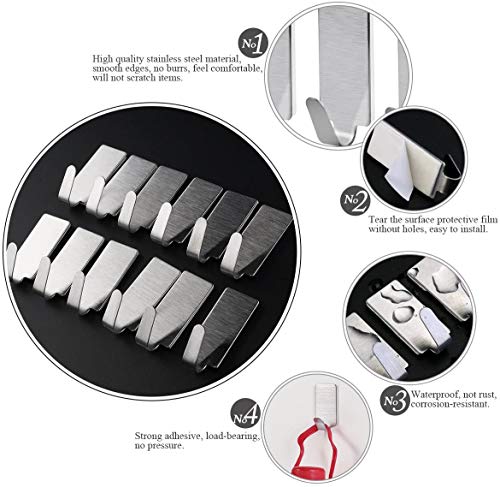 nuolux 12ST autoadhesivo Acero Inoxidable mano gancho toalla de mano Racks pared Ganchos para Cocina Baño nuolux 12ST autoadhesivo Acero Inoxidable mano gancho toalla de mano Racks pared Ganchos para Cocina Baño