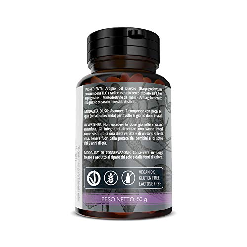 NUTRACLE Garra del Diablo Tabletas a base de extracto seco de Harpagófito. 100 comprimidos de 500 mg, suministro para 25 días