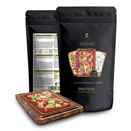 Nutringo Mezcla para Pizza protéica 3x200g | 31% Proteína sólo 9g. Carbohidratos | Sin gluten | 12x100g Pizzas o Tartes o 48x25g Pan crujiente | Para Paleo, Keto, Low Carb y Diabéticos