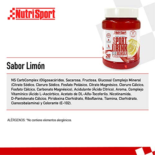 Nutrisport Sport Drink ISO Powder, Bebida Isotónica en Polvo, Hidratos de Carbono, Minerales, Sabor Limón, 1020 g