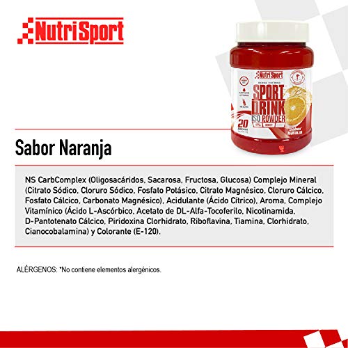 Nutrisport Sport Drink ISO Powder, Bebida Isotónica en Polvo, Hidratos de Carbono, Minerales, Sabor Naranja, 1020 g