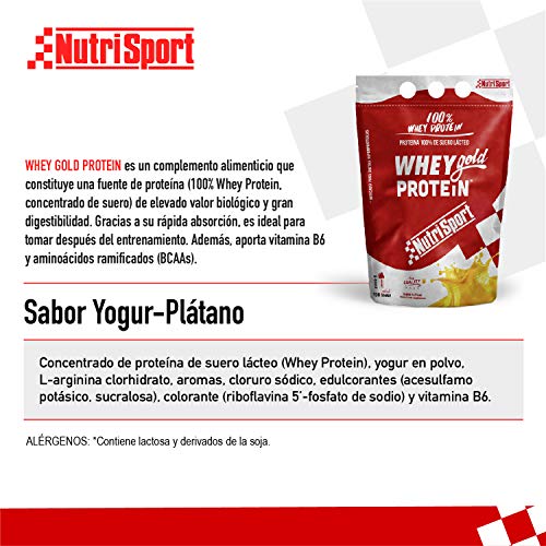 Nutrisport - Whey Gold Protein, Proteínas en Polvo para Batidos, Sabor Yogur Plátano, 2 kg Nutrisport - Whey Gold Protein, Proteínas en Polvo para Batidos, Sabor Yogur Plátano, 2 kg