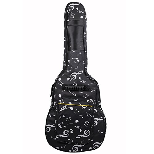 NUZAMAS - Bolsa de transporte para guitarra acolchada, Oxford, tamaño de 39,40,41 pulgadas, correas de hombro ajustables dobles, bolsillo grande y 4 clips de página para libros de teclado