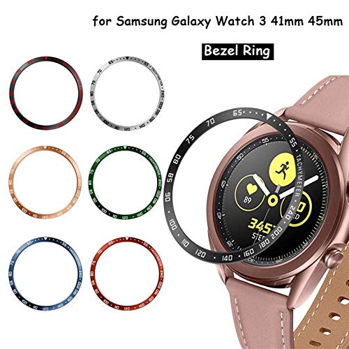 NVFED Para Samsung Galaxy Watch 3 41mm 45mm Anillo de Bisel Estilo PROTECCIÓN DE PROTECCIÓN DE PROTECCIÓN Adhesive ANTILLA DE Acero Inoxidable Bisel (Band Color : Silver, Band Width : 45mm)