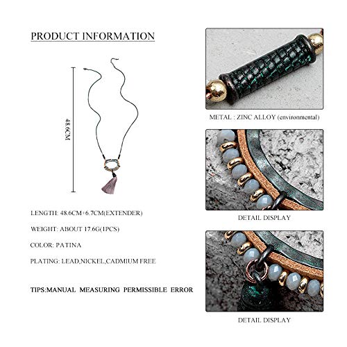 N/W Colgante de Borla marrón para Mujer, Collares de Cadena Larga, Cuentas de Cristal, Collar de aleación geométrica, diseños de Collares, joyería-pátina N/W Colgante de Borla marrón para Mujer, Collares de Cadena Larga, Cuentas de Cristal, Collar de aleación geométrica, diseños de Collares, joyería-pátina