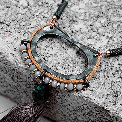 N/W Colgante de Borla marrón para Mujer, Collares de Cadena Larga, Cuentas de Cristal, Collar de aleación geométrica, diseños de Collares, joyería-pátina N/W Colgante de Borla marrón para Mujer, Collares de Cadena Larga, Cuentas de Cristal, Collar de aleación geométrica, diseños de Collares, joyería-pátina