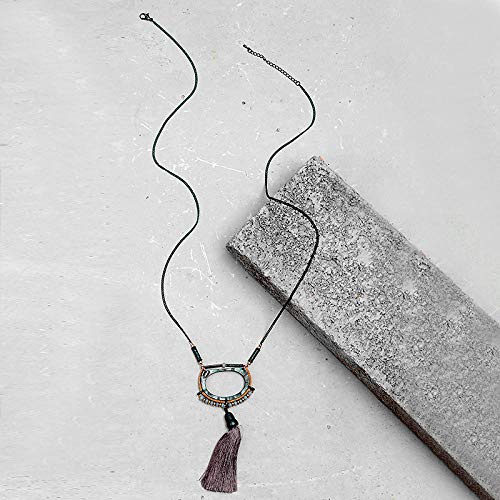 N/W Colgante de Borla marrón para Mujer, Collares de Cadena Larga, Cuentas de Cristal, Collar de aleación geométrica, diseños de Collares, joyería-pátina N/W Colgante de Borla marrón para Mujer, Collares de Cadena Larga, Cuentas de Cristal, Collar de aleación geométrica, diseños de Collares, joyería-pátina