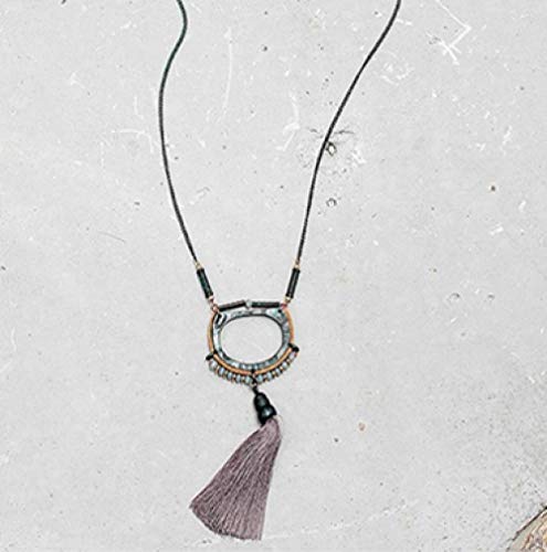 N/W Colgante de Borla marrón para Mujer, Collares de Cadena Larga, Cuentas de Cristal, Collar de aleación geométrica, diseños de Collares, joyería-pátina N/W Colgante de Borla marrón para Mujer, Collares de Cadena Larga, Cuentas de Cristal, Collar de aleación geométrica, diseños de Collares, joyería-pátina