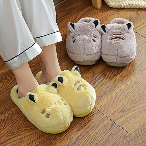 Nwarmsouth Peluche de Animales Slippers Mujer Hombre,Zapatillas cálidas de Invierno, Zapatos caseros de algodón Antideslizantes-Gris_38-39,Nuevas Zapatillas Slip On Mules para Hombre