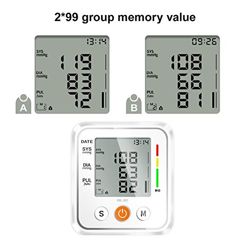 NWOUIIAY Tensiómetro de Brazo Eléctrico Digital con Monitoreo de Arritmia Memorias de 2 Usuarios(2 * 99) Gran Pantalla LCD Brazalete 22-42cm Blanco NWOUIIAY Tensiómetro de Brazo Eléctrico Digital con Monitoreo de Arritmia Memorias de 2 Usuarios(2 * 99) Gran Pantalla LCD Brazalete 22-42cm Blanco