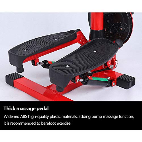 NXLWXN Paso Hidráulico para Deportes En El Hogar Fitness Stepper, Doble Poste Hidráulico De Masaje De Pies Pantalla LCD Reloj Electrónico con Reposabrazos,Rojo