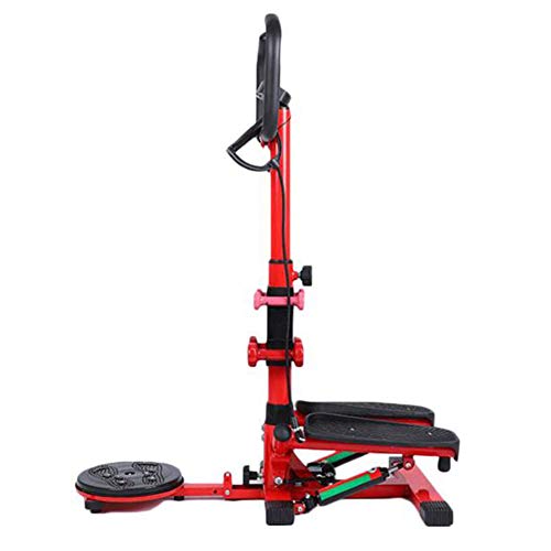 NXLWXN Paso Hidráulico para Deportes En El Hogar Fitness Stepper, Doble Poste Hidráulico De Masaje De Pies Pantalla LCD Reloj Electrónico con Reposabrazos,Rojo