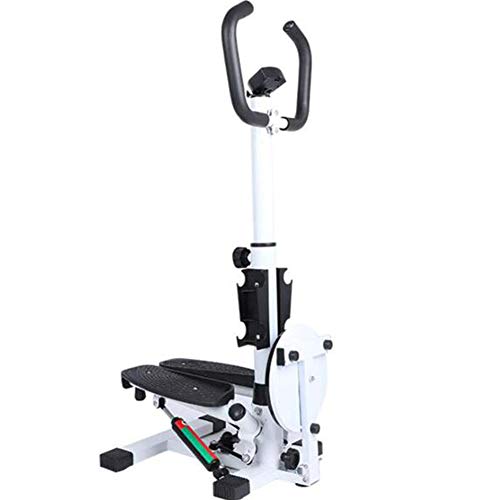 NXLWXN Paso Hidráulico para Deportes En El Hogar Fitness Stepper, Doble Poste Hidráulico De Masaje De Pies Pantalla LCD Reloj Electrónico con Reposabrazos,Blanco