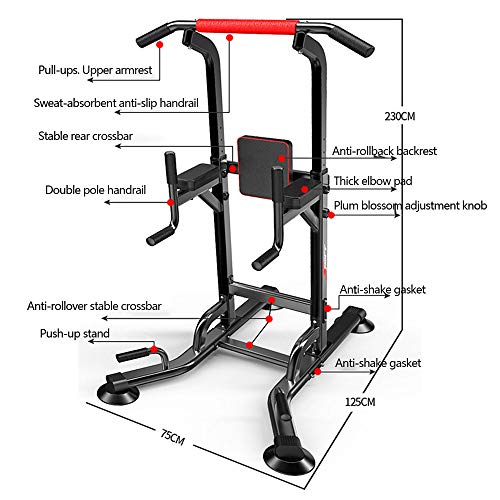 NXLWXN Power Tower Estación Multifuncional De Entrenamiento, Torre De Musculación Y Fitness, Dip Station, Barra De Dominadas, Asas para Flexiones, Tamaño Regulable