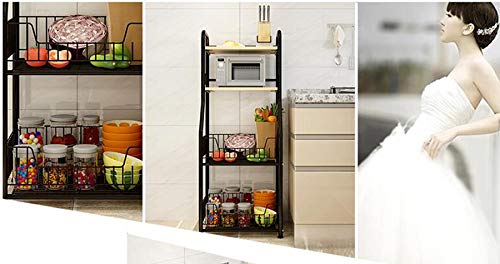 NYDZDM Europeo Minimalista - Estantería de cocina para baño, encimera de cocina, estantes multiestantes de tiendas (color: negro con marco amarillo de pear Wood)