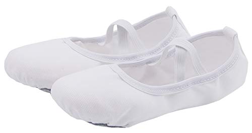 Nzcm Zapatillas de ballet para niños y adultos, con suela de piel dividida, tallas 22-44, color Blanco, talla 29 EU