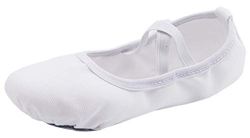 Nzcm Zapatillas de ballet para niños y adultos, con suela de piel dividida, tallas 22-44, color Blanco, talla 29 EU