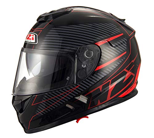 NZI - Casco Integral Symbio 2 DUO Graphics Modelo Fiber Volt Negro-Rojo Mate Talla S 55-56cms