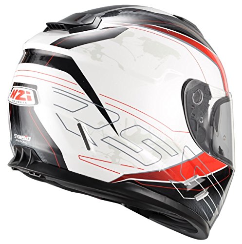 NZI Symbio Duo Graphics Casco De Moto(Aresone Blanco Rojo,Pequeña)