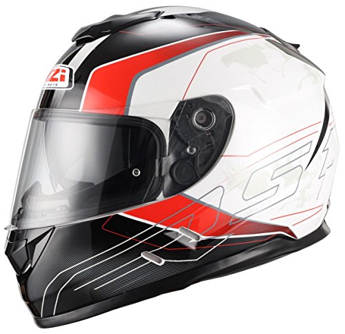 NZI Symbio Duo Graphics Casco De Moto(Aresone Blanco Rojo,Pequeña)