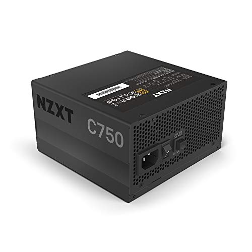 NZXT C750 - NP-C750M-EU - Fuente de alimentación de 750 vatios - Certificado 80+ Gold - Rodamientos dinámicos fluidos - Diseño modular - Cables con manguito - Fuente de alimentación ATX Gaming