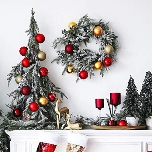 O-Kinee Bolas de Navidad Rojo, 24PCS Bolas para Arbol de Navidad, Decoracion Arbol Navidad, Adornos Arbol Navidad, 4 cm