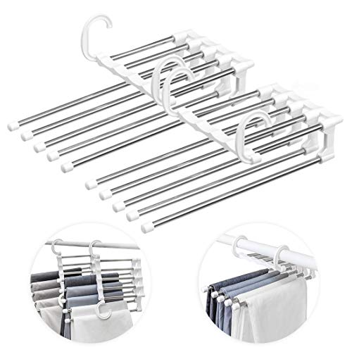 O-Kinee Perchas Pantalones Multiple, 2PCS Pantalones Percha Extensible Ahorro de Espacio Organizador de Armario Antideslizante para Bufandas Jeans Ropa Pantalones Toallas O-Kinee Perchas Pantalones Multiple, 2PCS Pantalones Percha Extensible Ahorro de Espacio Organizador de Armario Antideslizante para Bufandas Jeans Ropa Pantalones Toallas