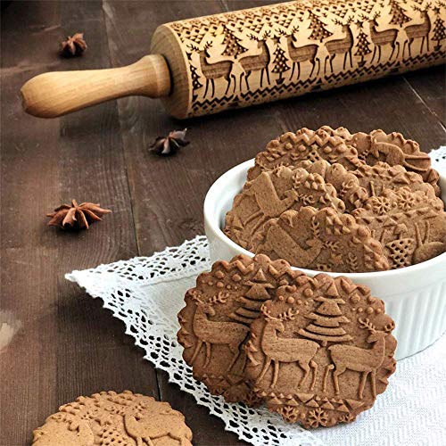 O-Kinee Rodillo Amasar Madera, Navidad Rodillo Galletas, Rodillo de Cocina con Relieve, Rolling Pin Christmas, El Mejor para Fondant, Pastas para Tartas Y Pay, Galletas Y Masa para Pasteles, 35cm O-Kinee Rodillo Amasar Madera, Navidad Rodillo Galletas, Rodillo de Cocina con Relieve, Rolling Pin Christmas, El Mejor para Fondant, Pastas para Tartas Y Pay, Galletas Y Masa para Pasteles, 35cm