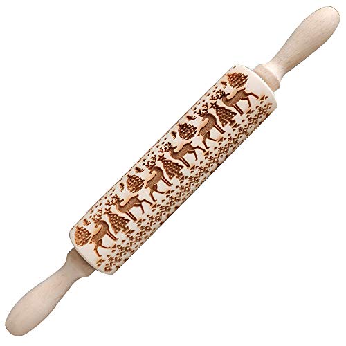O-Kinee Rodillo Amasar Madera, Navidad Rodillo Galletas, Rodillo de Cocina con Relieve, Rolling Pin Christmas, El Mejor para Fondant, Pastas para Tartas Y Pay, Galletas Y Masa para Pasteles, 35cm O-Kinee Rodillo Amasar Madera, Navidad Rodillo Galletas, Rodillo de Cocina con Relieve, Rolling Pin Christmas, El Mejor para Fondant, Pastas para Tartas Y Pay, Galletas Y Masa para Pasteles, 35cm