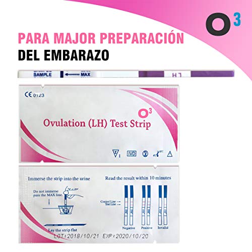 O³ Test Ovulacion Ultrasensibles 20 Unidades 20 mIU/ml + 5 Copas De Prueba | Test De Ovulacion De Alta Sensibilidad | Test Ovulación Rapido – Fácil De Leer – Instrucciones en Español