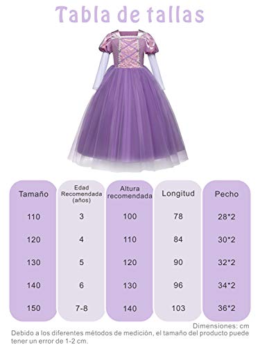 O.AMBW Vestido Princesa Rapunzel Infantil Disfraz Lila + 5 Accesorios Cosplay Rapunzel Manga Larga Blanco Evento Teatral Baile de Gala Cumpleaños Carnaval para Niña Pequeña 3 a 8 años O.AMBW Vestido Princesa Rapunzel Infantil Disfraz Lila + 5 Accesorios Cosplay Rapunzel Manga Larga Blanco Evento Teatral Baile de Gala Cumpleaños Carnaval para Niña Pequeña 3 a 8 años